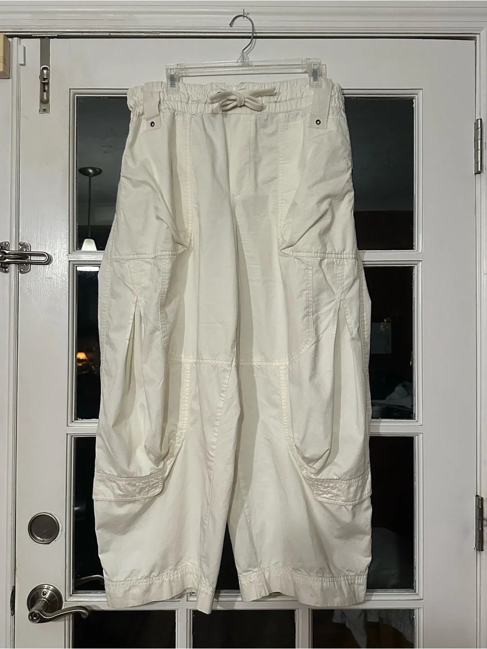 Free People We The Free L /LG Onset Pull-On Parachute Balloon Cargo Pants CREAM